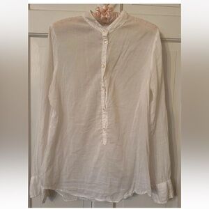 Sundry White Semi Sheer Lightweight 100% Cotton ‎Shirt Button Up Popover 2 M